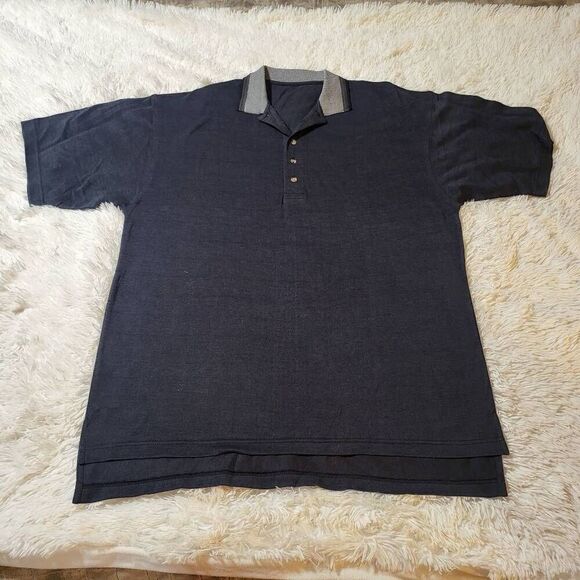 Men's short sleeve gray polo tee henley tee t-shirt XL - Picture 1 of 6